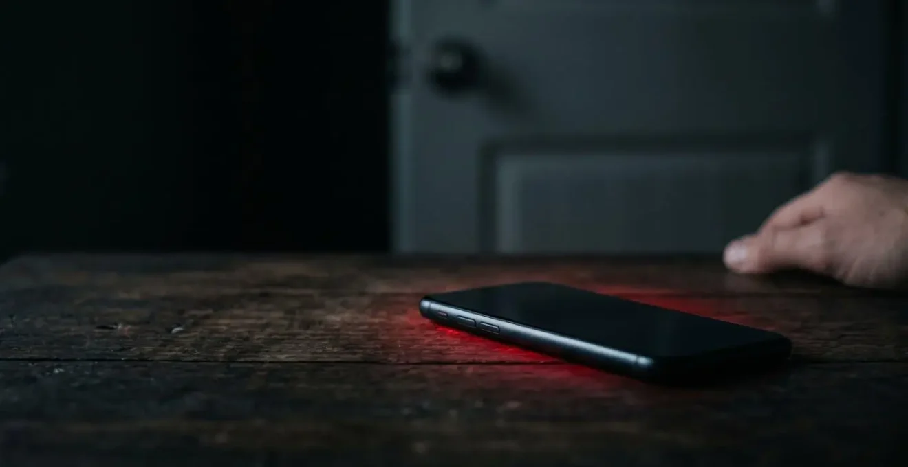 Notification de sécurité discrète sur smartphone dans une ambiance nocturne