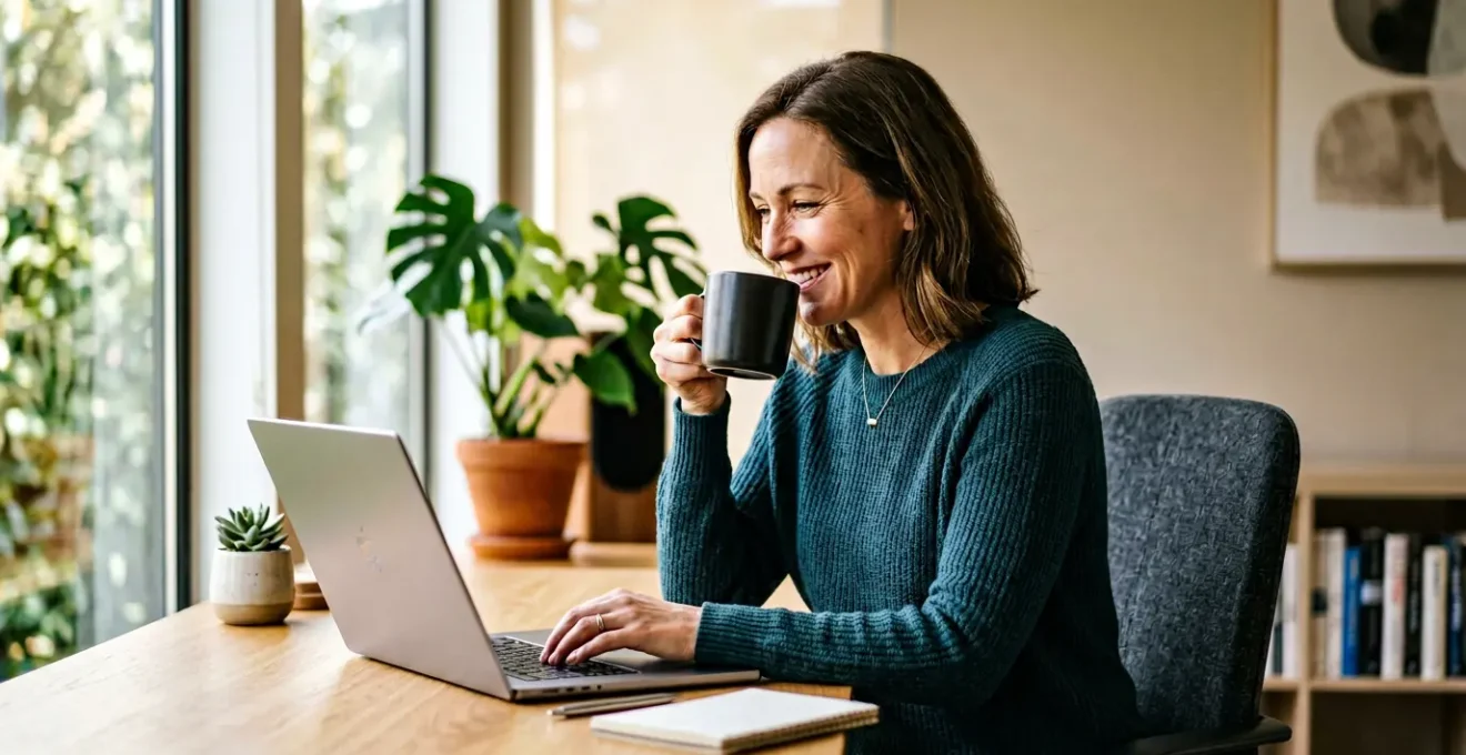 Propriétaire gérant sereinement ses locations depuis son domicile grâce à l'automatisation numérique