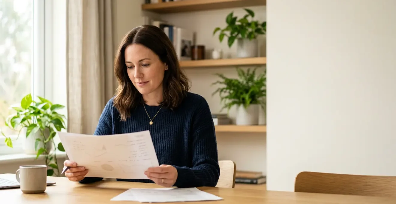 Gestionnaire de budget analysant avec sérénité ses options de modulation de crédit immobilier