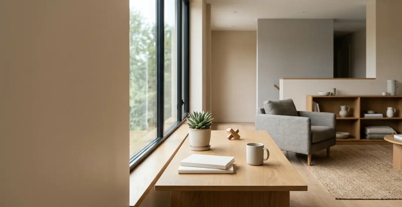 Composition minimaliste représentant l'équilibre entre épargne et projet immobilier