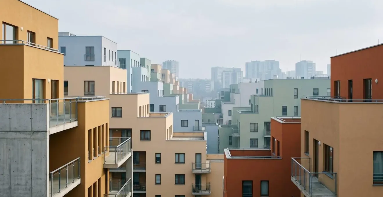 Représentation symbolique du temps qui passe avec des éléments architecturaux flous suggérant l'inaccessibilité croissante du marché immobilier