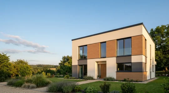 Pavillon résidentiel moderne bénéficiant d'une isolation thermique par l'extérieur avec finition esthétique contemporaine