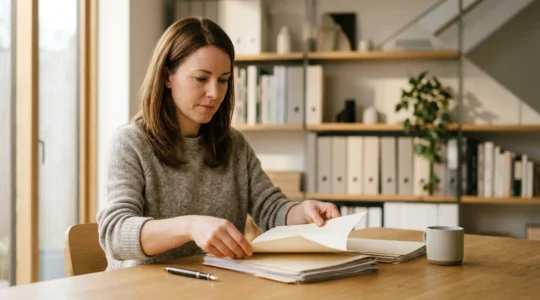 Professionnel libéral préparant un dossier de crédit immobilier en France