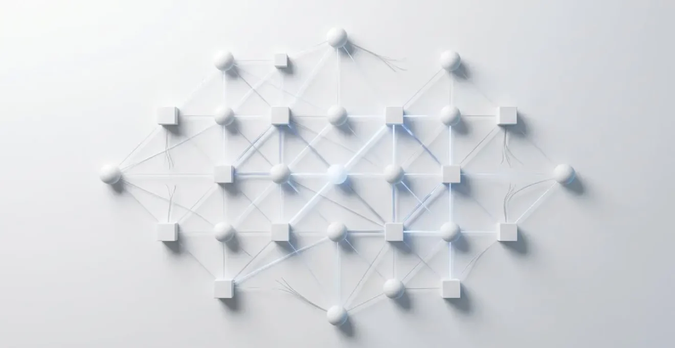 Représentation visuelle d'un réseau maillé domotique avec multiples appareils connectés